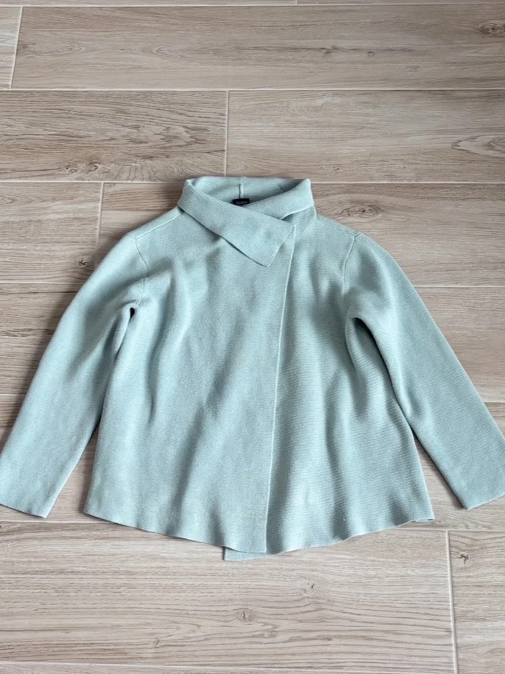 Eileen Fisher Sage Green Cotton Knit Sweater Cardigan Jacket Women’s Size Large